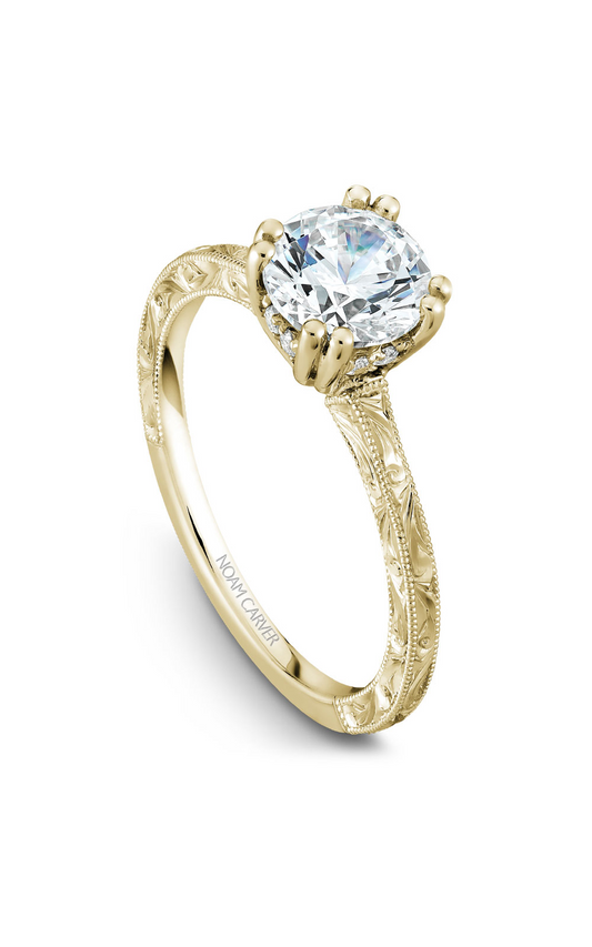 14K Yellow Gold Vintage Solitaire Round Engagement Ring