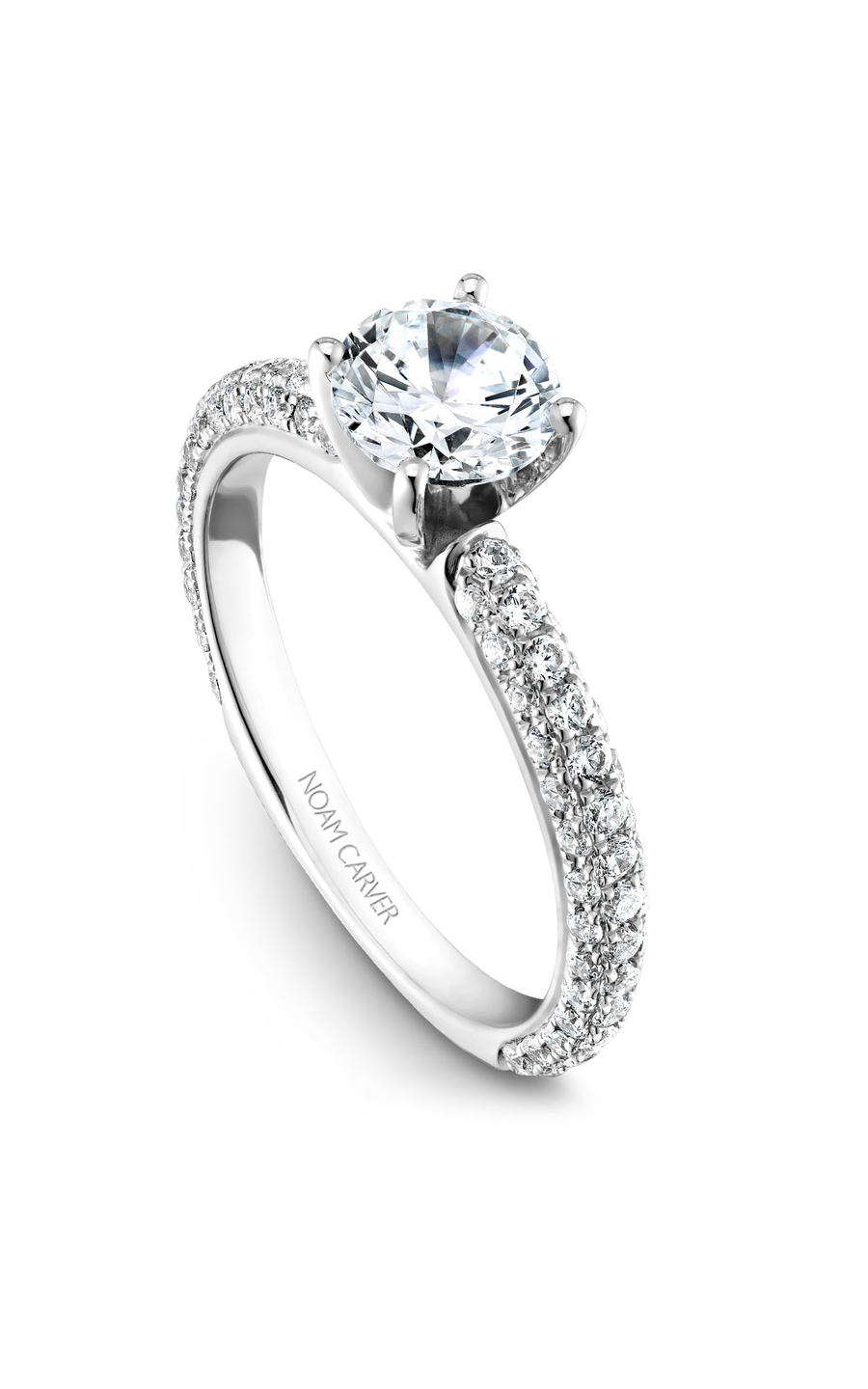 14K White Gold Vintage Round Engagement Ring