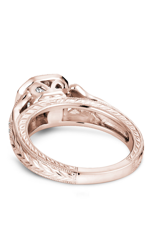 14K Rose Gold Vintage Halo Round Engagement Ring