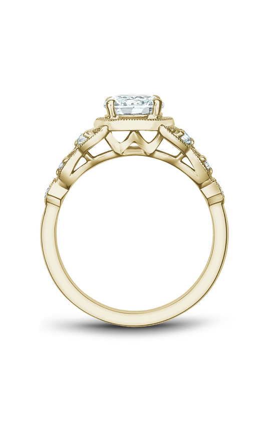 14K Yellow Gold Vintage Sidestone Round Engagement Ring