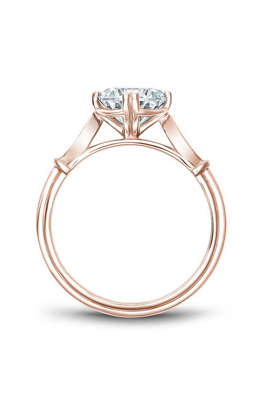 14K Rose Gold Vintage Sidestone Round Engagement Ring