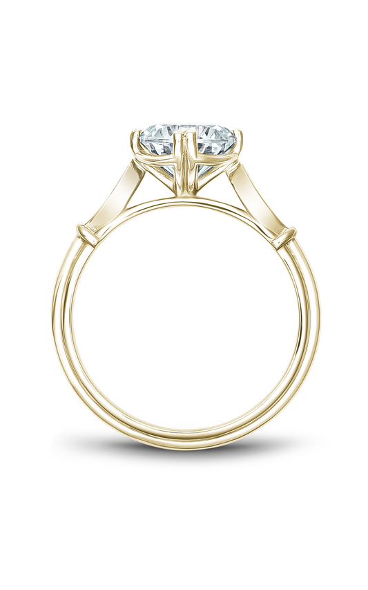 14K Yellow Gold Vintage Sidestone Round Engagement Ring