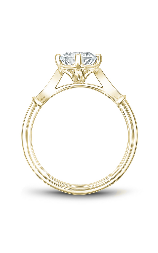 14K Yellow Gold Vintage Sidestone Round Engagement Ring