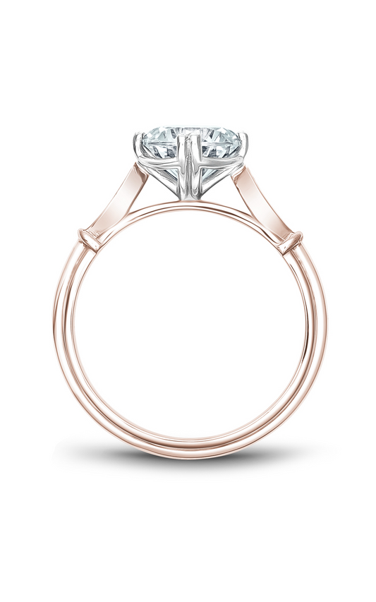 18K Rose Gold and 18K White Gold Vintage Sidestone Round Engagement Ring