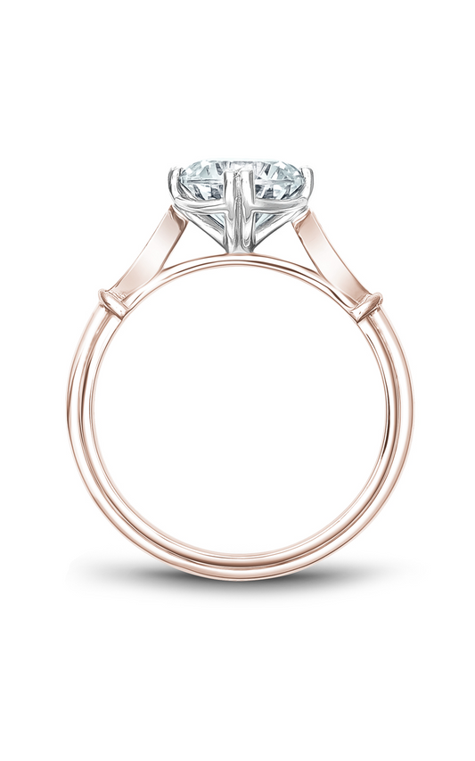 18K Rose Gold and 18K White Gold Vintage Sidestone Round Engagement Ring