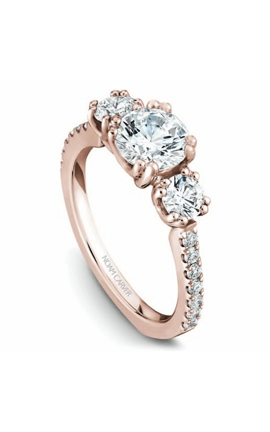 14K Rose Gold 3 Stone Three Stone Round Engagement Ring