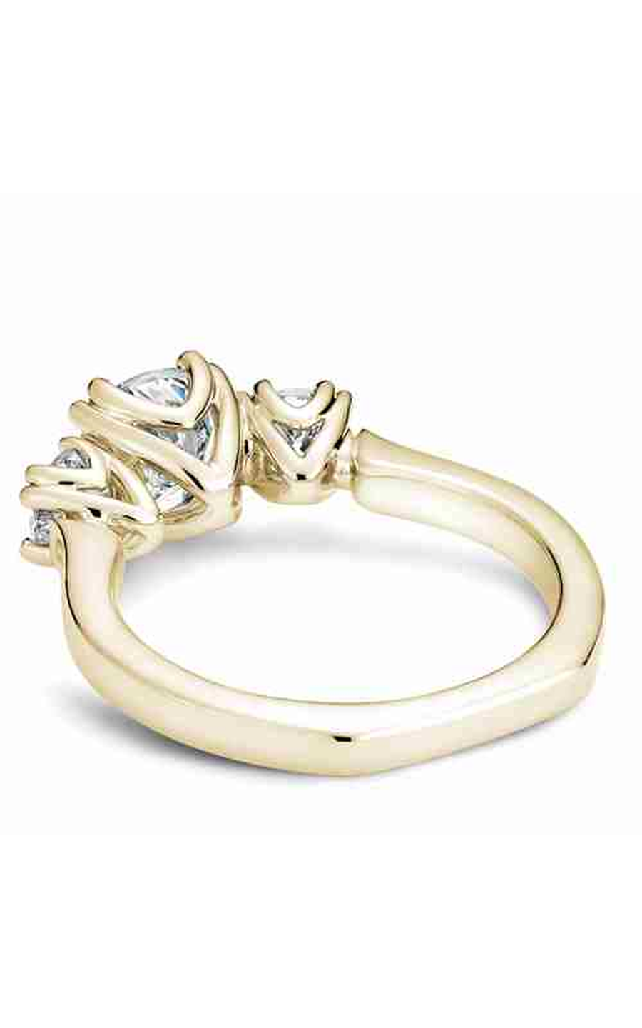 14K Yellow Gold 3 Stone Three Stone Round Engagement Ring