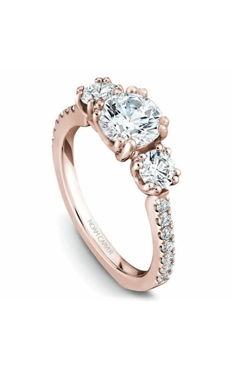 18K Rose Gold 3 Stone Three Stone Round Engagement Ring