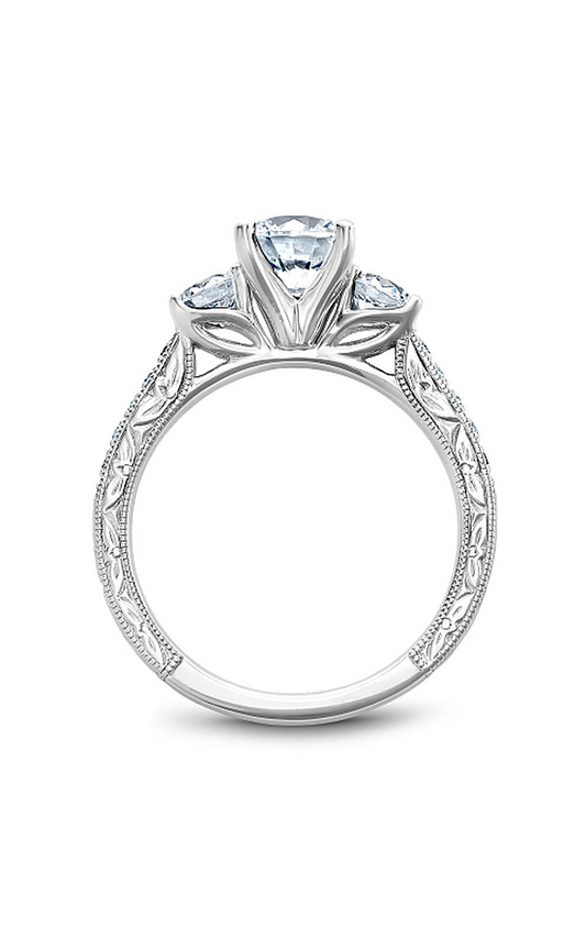18K White Gold 3 Stone Three Stone Round Engagement Ring