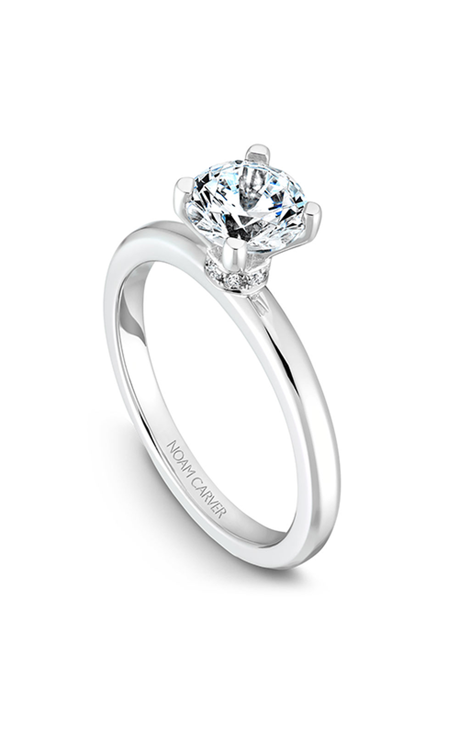 14K White Gold Solitaire Round Engagement Ring