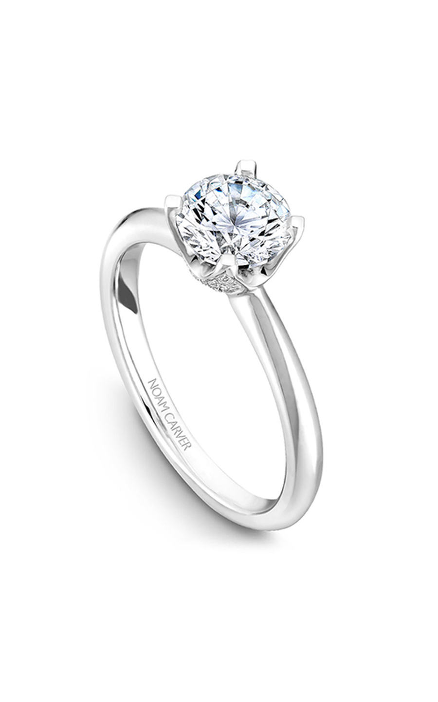 14K White Gold Solitaire Round Engagement Ring