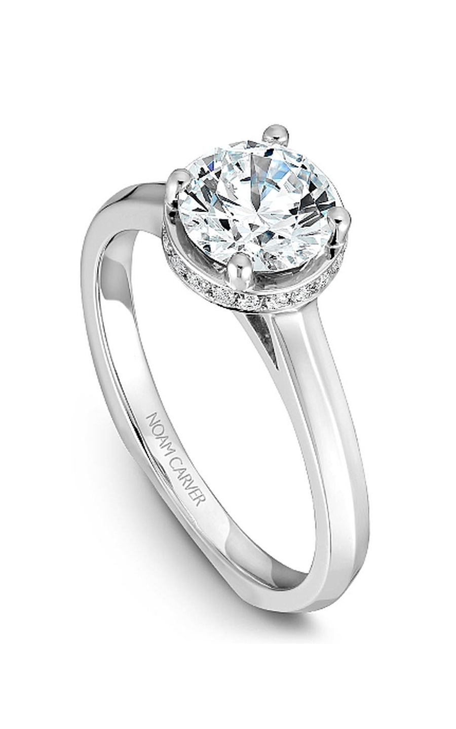 14K White Gold Solitaire Round Engagement Ring
