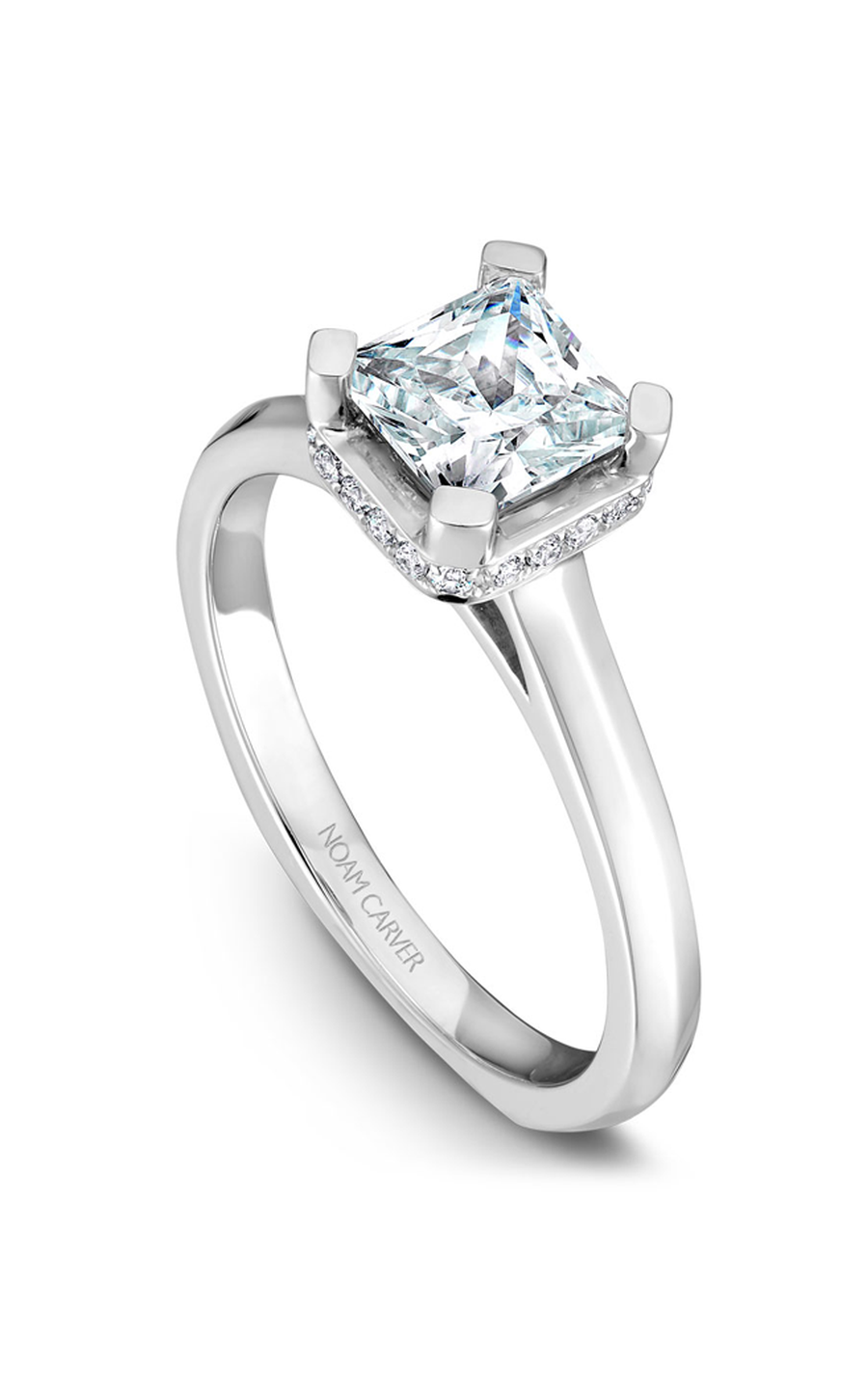 14K White Gold Solitaire Princess Engagement Ring