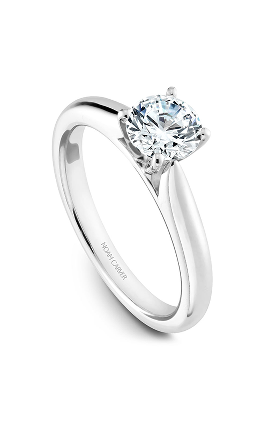 14K White Gold Solitaire Round Engagement Ring