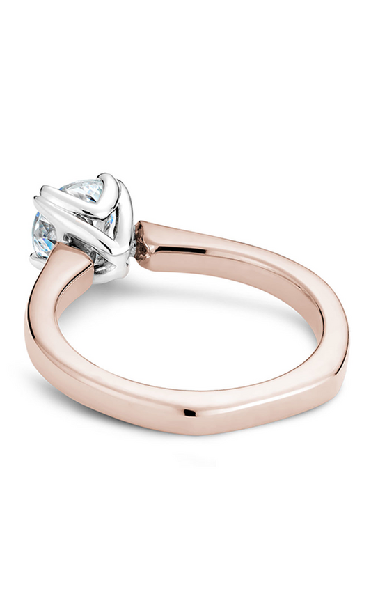 14K Rose Gold and 14K White Gold Solitaire Round Engagement Ring