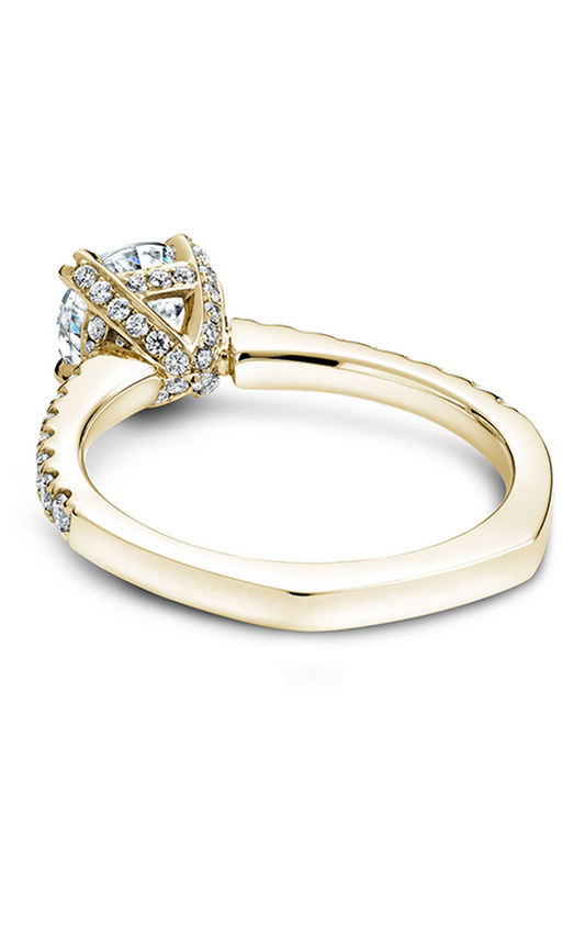 14K Yellow Gold Solitaire Sidestone Round Engagement Ring