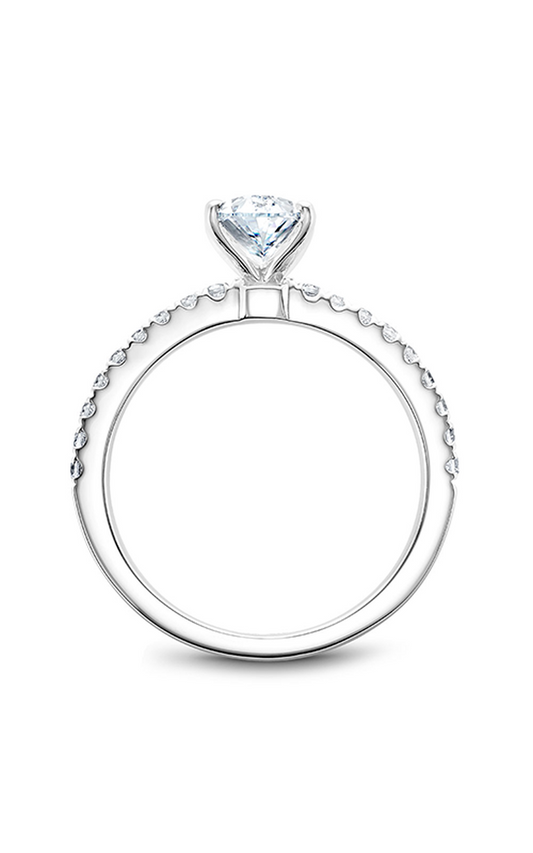 14K White Gold Solitaire Sidestone Oval Engagement Ring