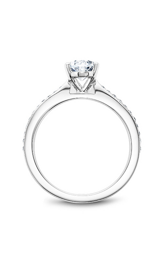 14K White Gold Solitaire Sidestone Oval Engagement Ring