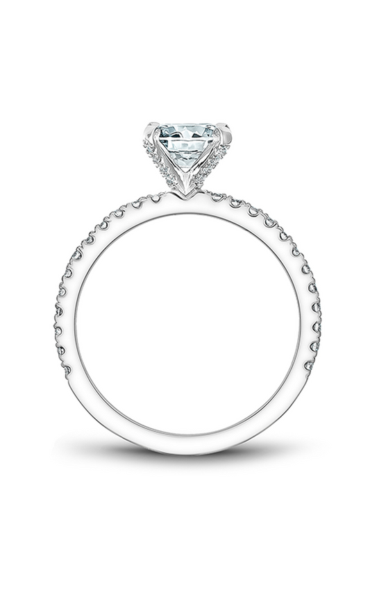 Platinum Solitaire Sidestone Round Engagement Ring