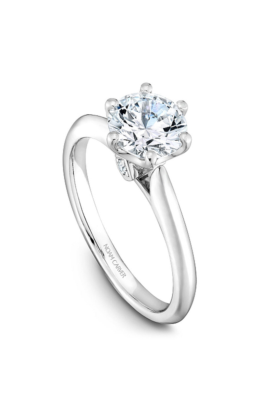 14K White Gold Solitaire Round Engagement Ring