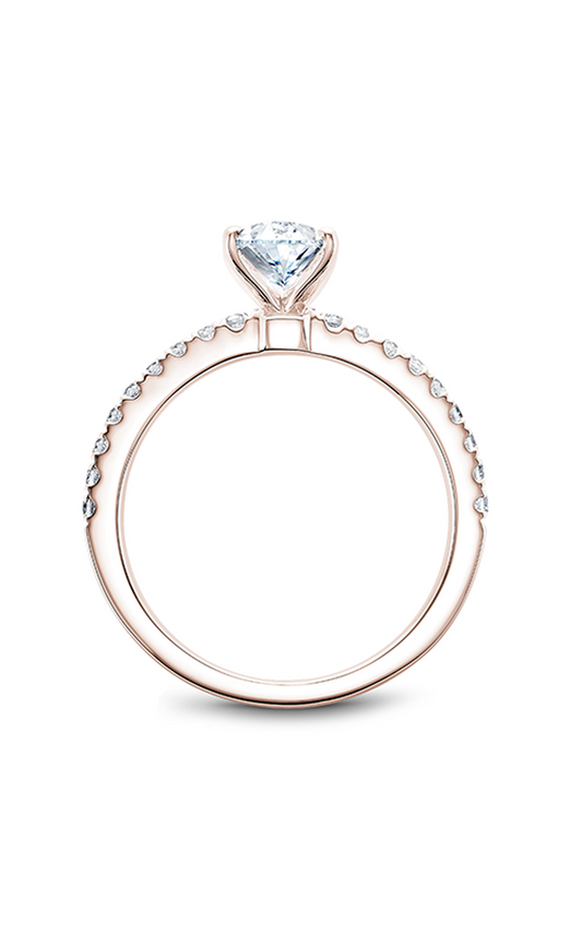 14K Rose Gold Solitaire Sidestone Round Engagement Ring