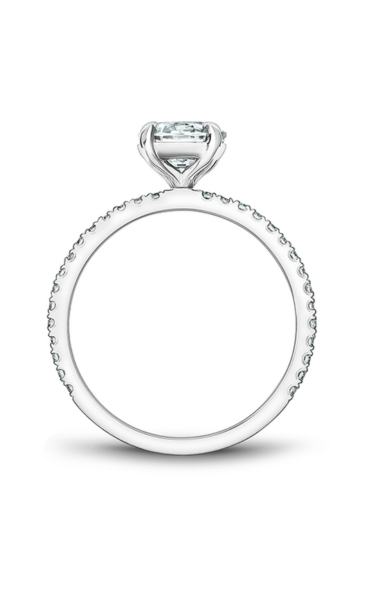 Platinum Solitaire Sidestone Round Engagement Ring