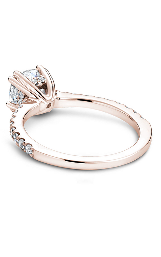 14K Rose Gold Solitaire Sidestone Round Engagement Ring