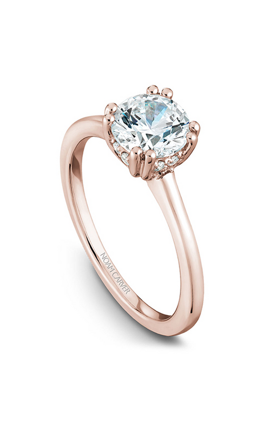14K Rose Gold and 14K White Gold Solitaire Round Engagement Ring