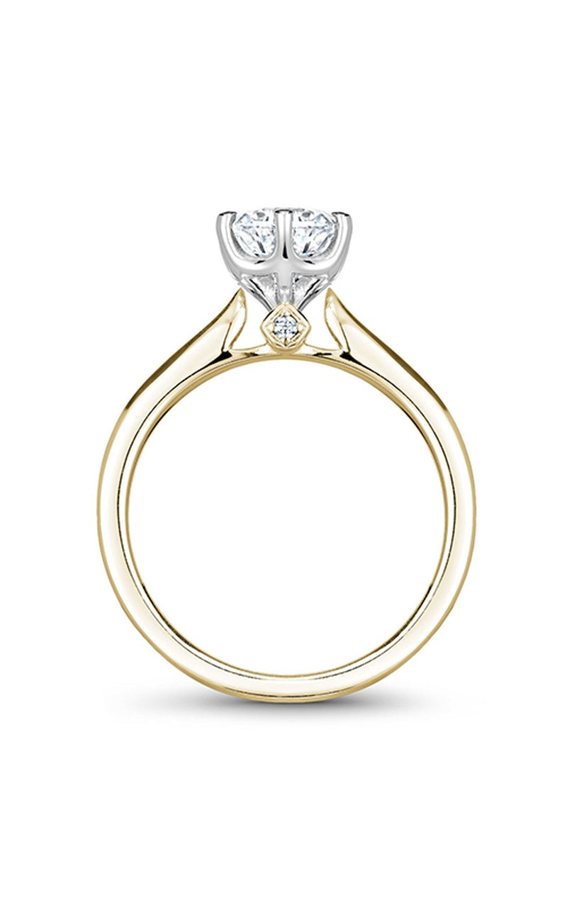 14K White Gold and 14K Yellow Gold Solitaire Round Engagement Ring