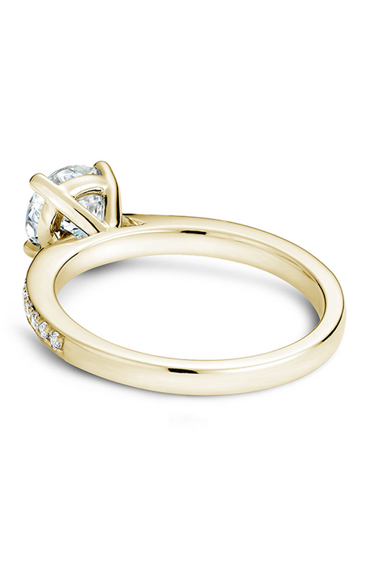 18K Yellow Gold Solitaire Sidestone Round Engagement Ring