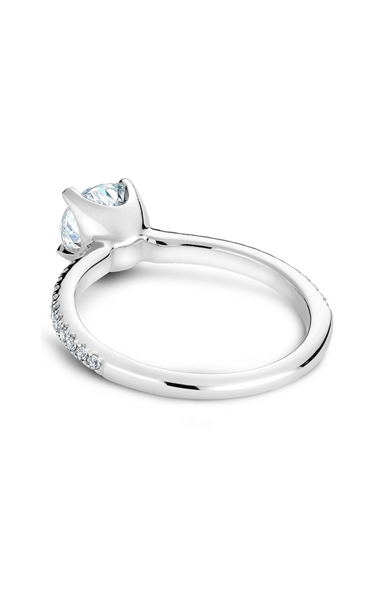 18K White Gold Solitaire Sidestone Round Engagement Ring
