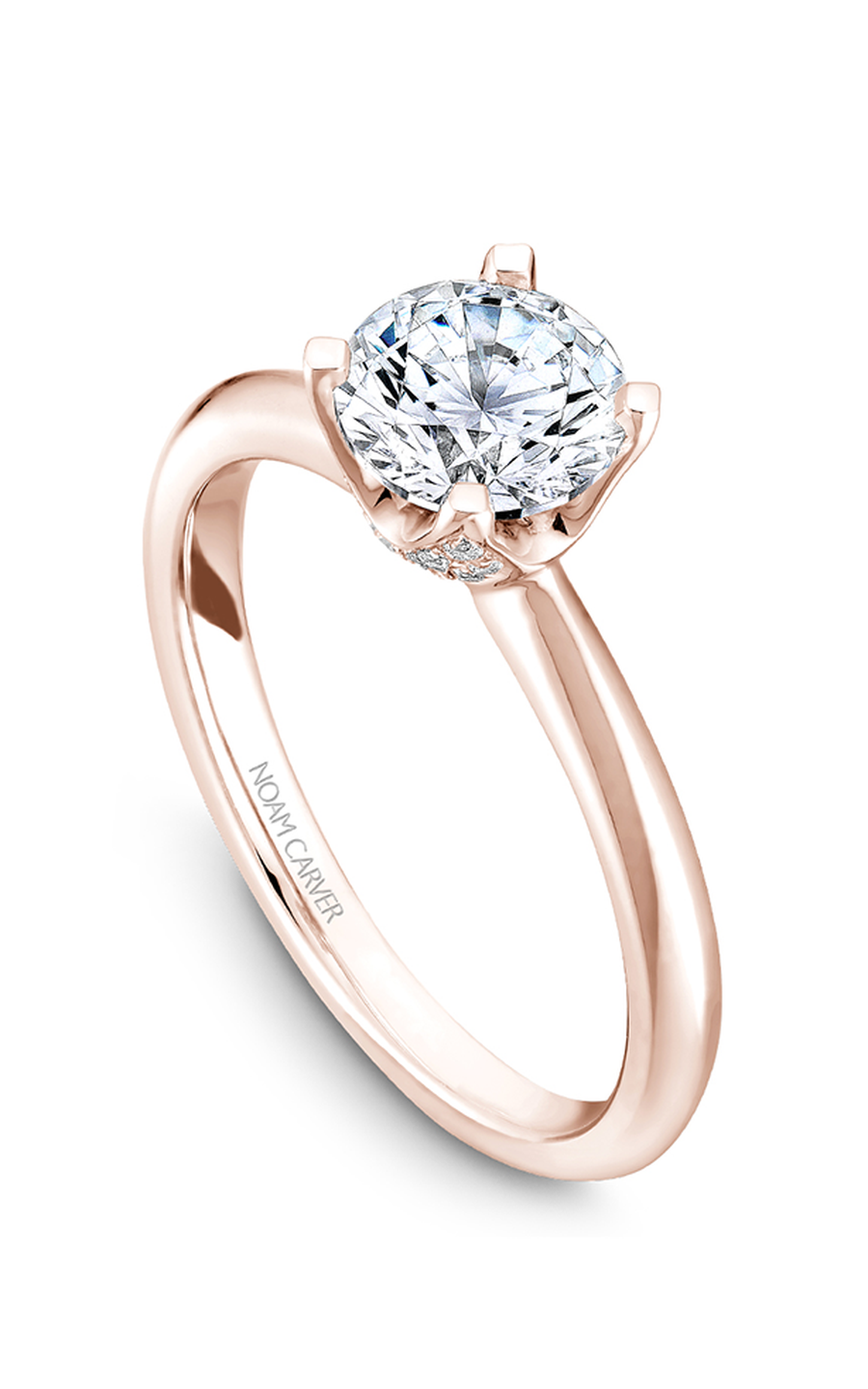 18K Rose Gold Solitaire Round Engagement Ring