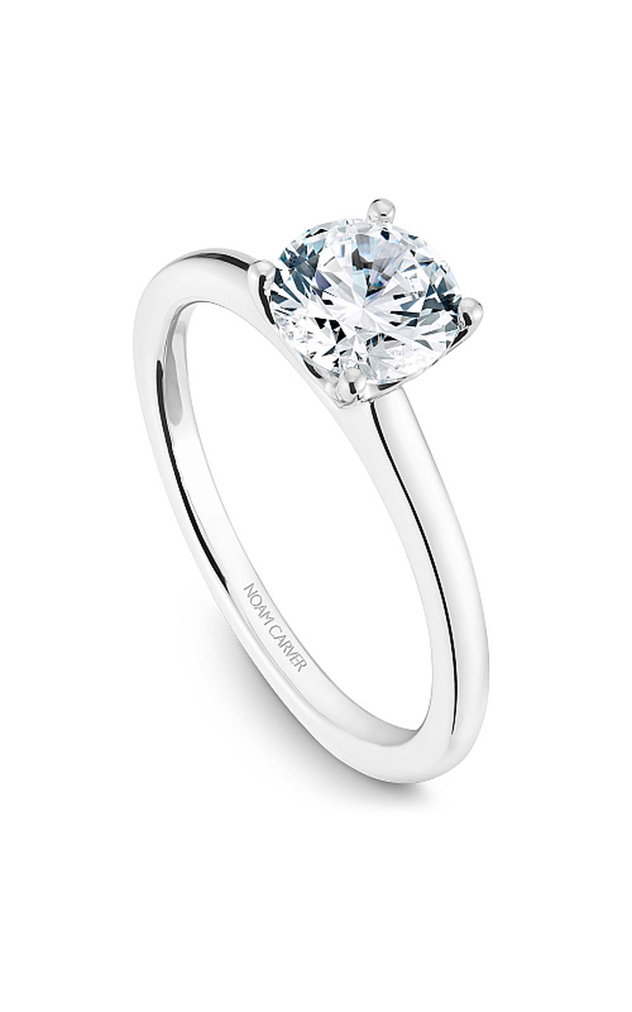 18K White Gold Solitaire Round Engagement Ring