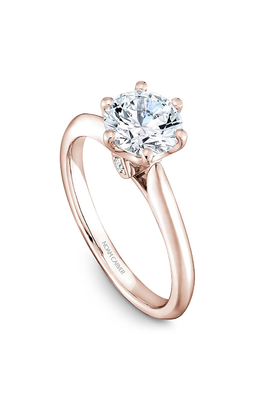 18K Rose Gold Solitaire Round Engagement Ring