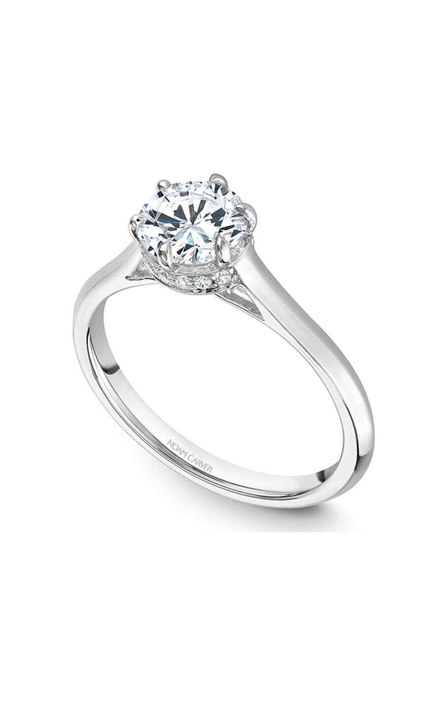 18K White Gold Solitaire Round Engagement Ring