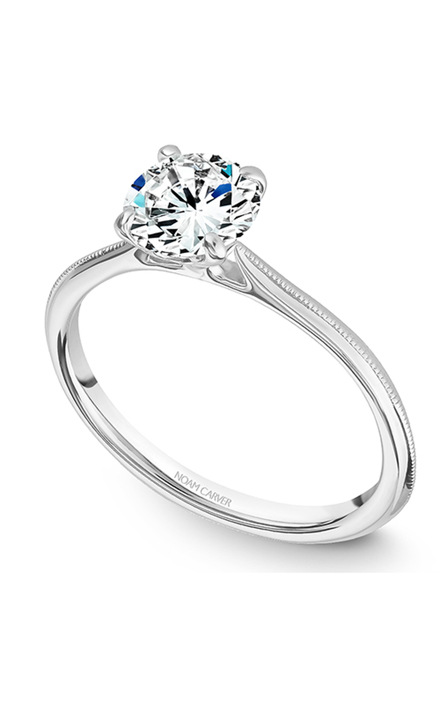 18K White Gold Solitaire Round Engagement Ring