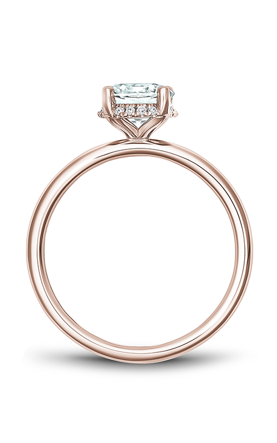 18K Rose Gold Solitaire Halo Round Engagement Ring