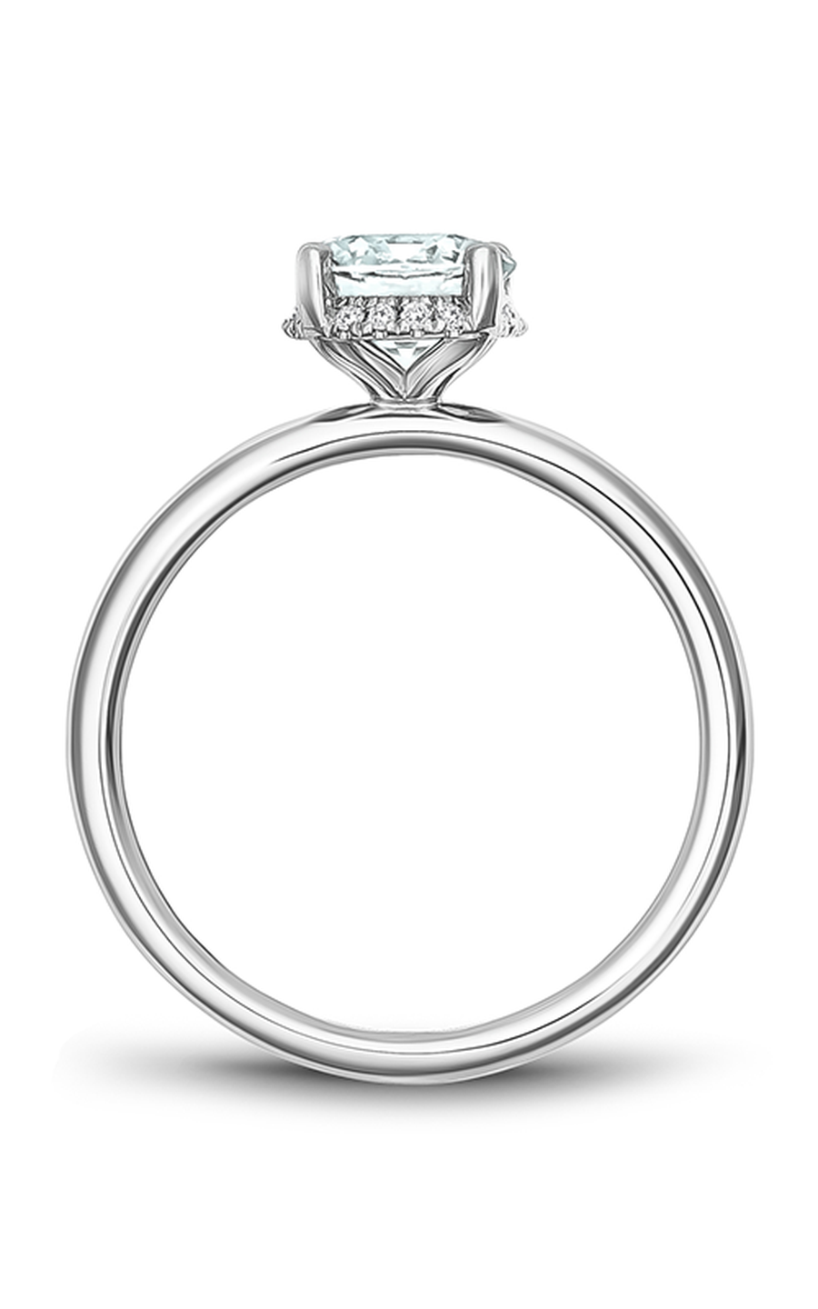 18K White Gold Solitaire Halo Round Engagement Ring