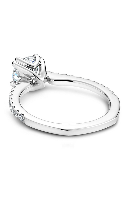 Platinum Solitaire Sidestone Round Engagement Ring