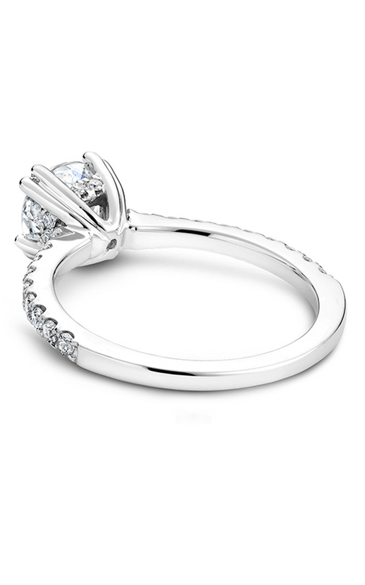 Platinum Solitaire Sidestone Round Engagement Ring