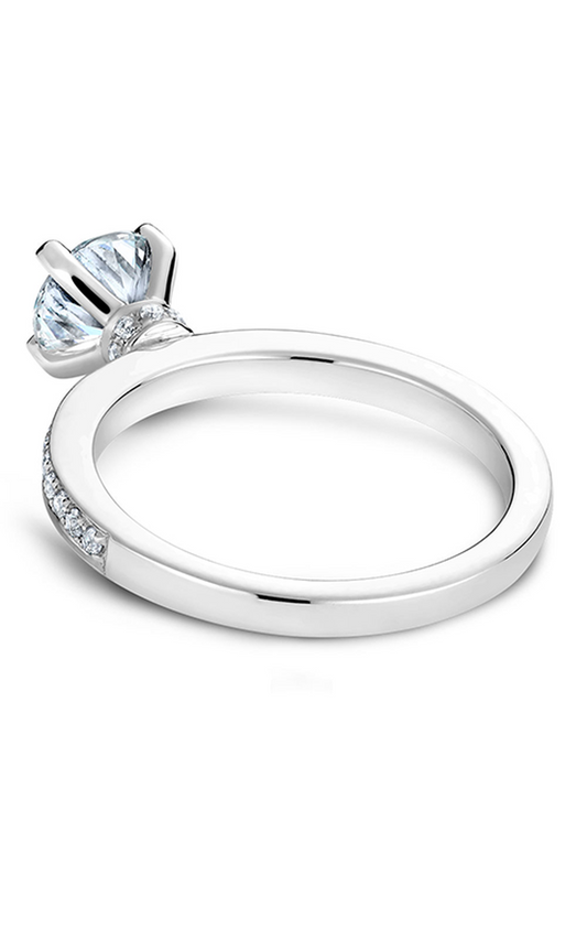 Platinum Solitaire Sidestone Round Engagement Ring