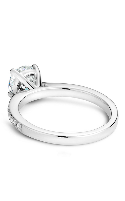 Platinum Solitaire Sidestone Round Engagement Ring