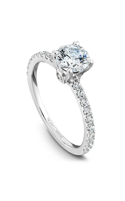 Platinum Solitaire Sidestone Round Engagement Ring