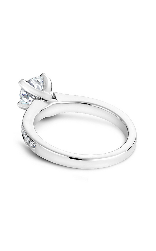 Platinum Solitaire Sidestone Round Engagement Ring