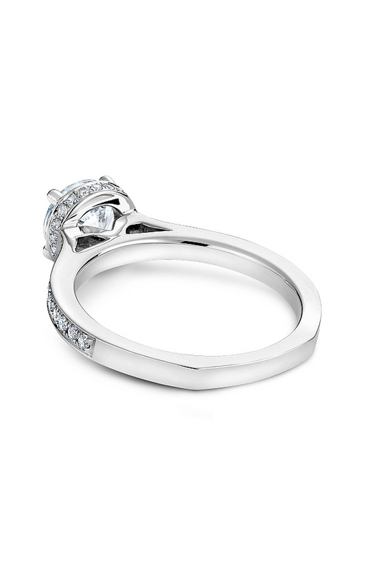 Platinum Solitaire Sidestone Round Engagement Ring