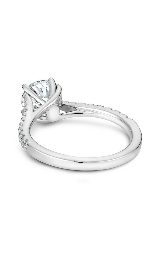 Platinum Solitaire Sidestone Round Engagement Ring