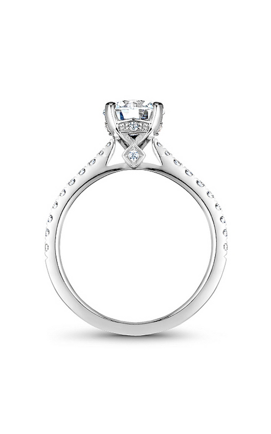 Platinum Solitaire Sidestone Round Engagement Ring