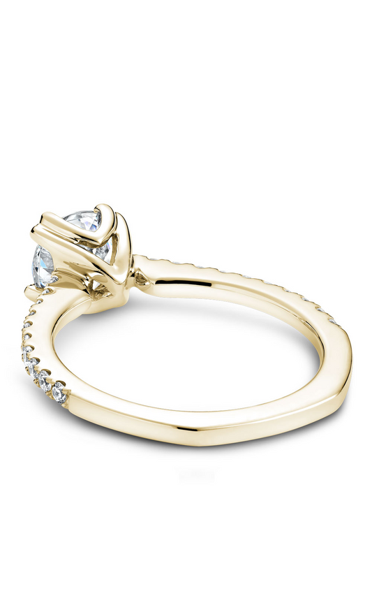 14K Yellow Gold Solitaire Sidestone Round Engagement Ring