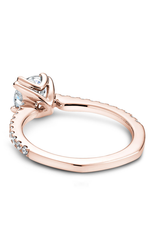 18K Rose Gold Solitaire Sidestone Round Engagement Ring
