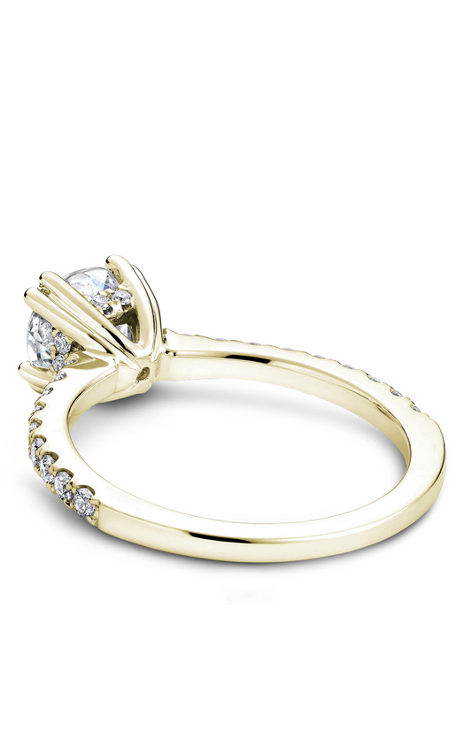 18K Yellow Gold Solitaire Sidestone Round Engagement Ring